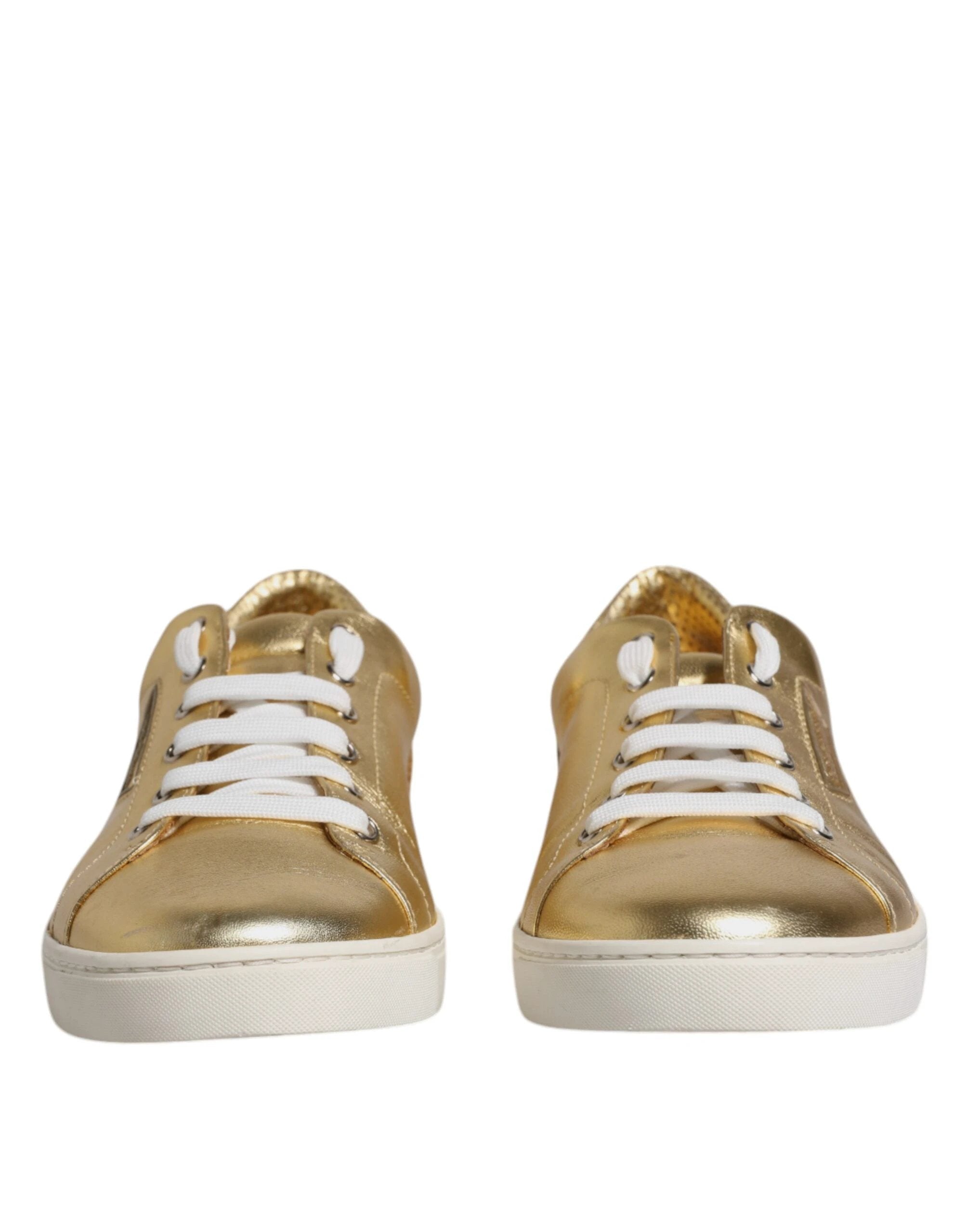 Dolce & Gabbana Gold Leather Logo London Men Sneakers Shoes by Dolce & Gabbana