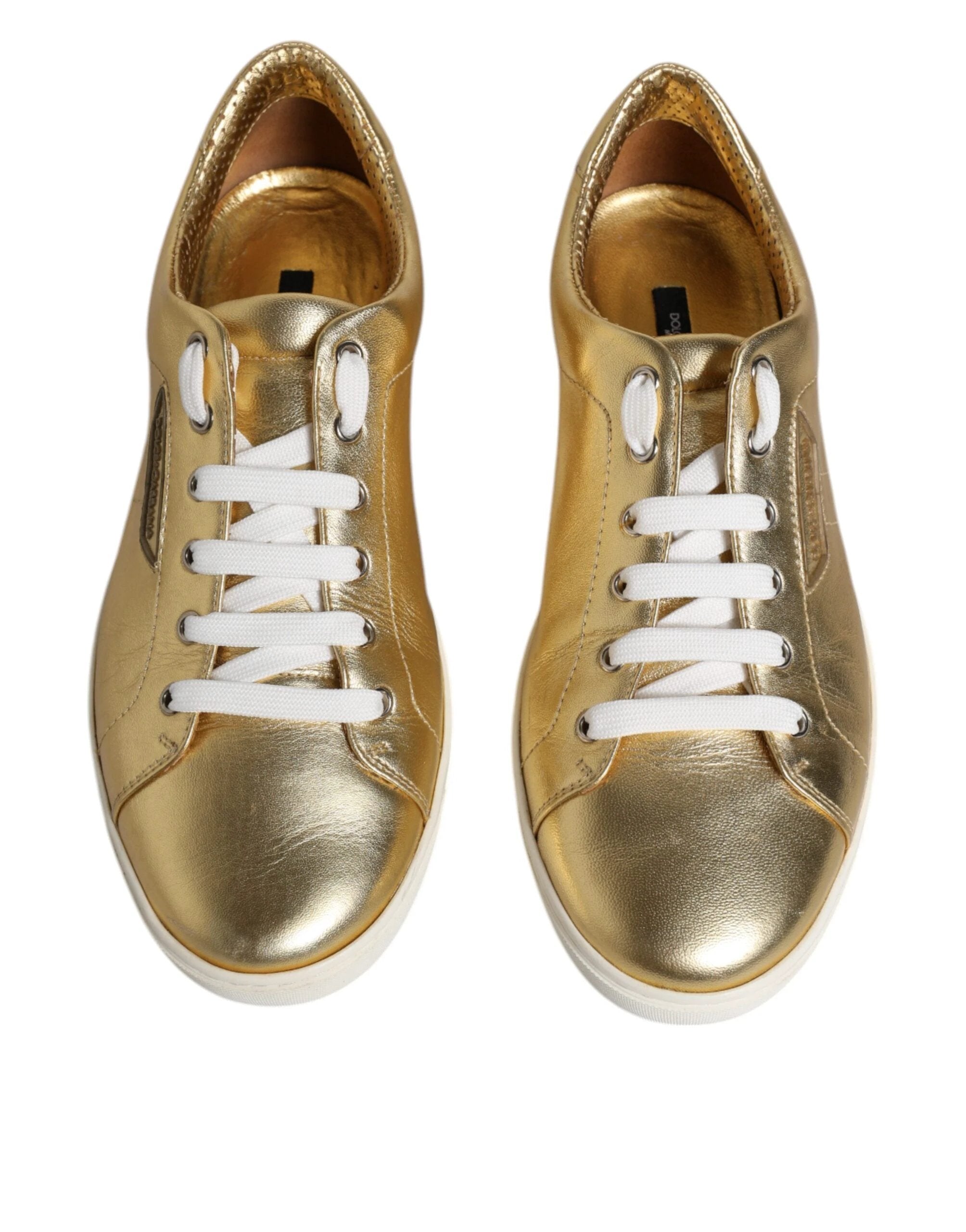 Dolce & Gabbana Gold Leather Logo London Men Sneakers Shoes by Dolce & Gabbana
