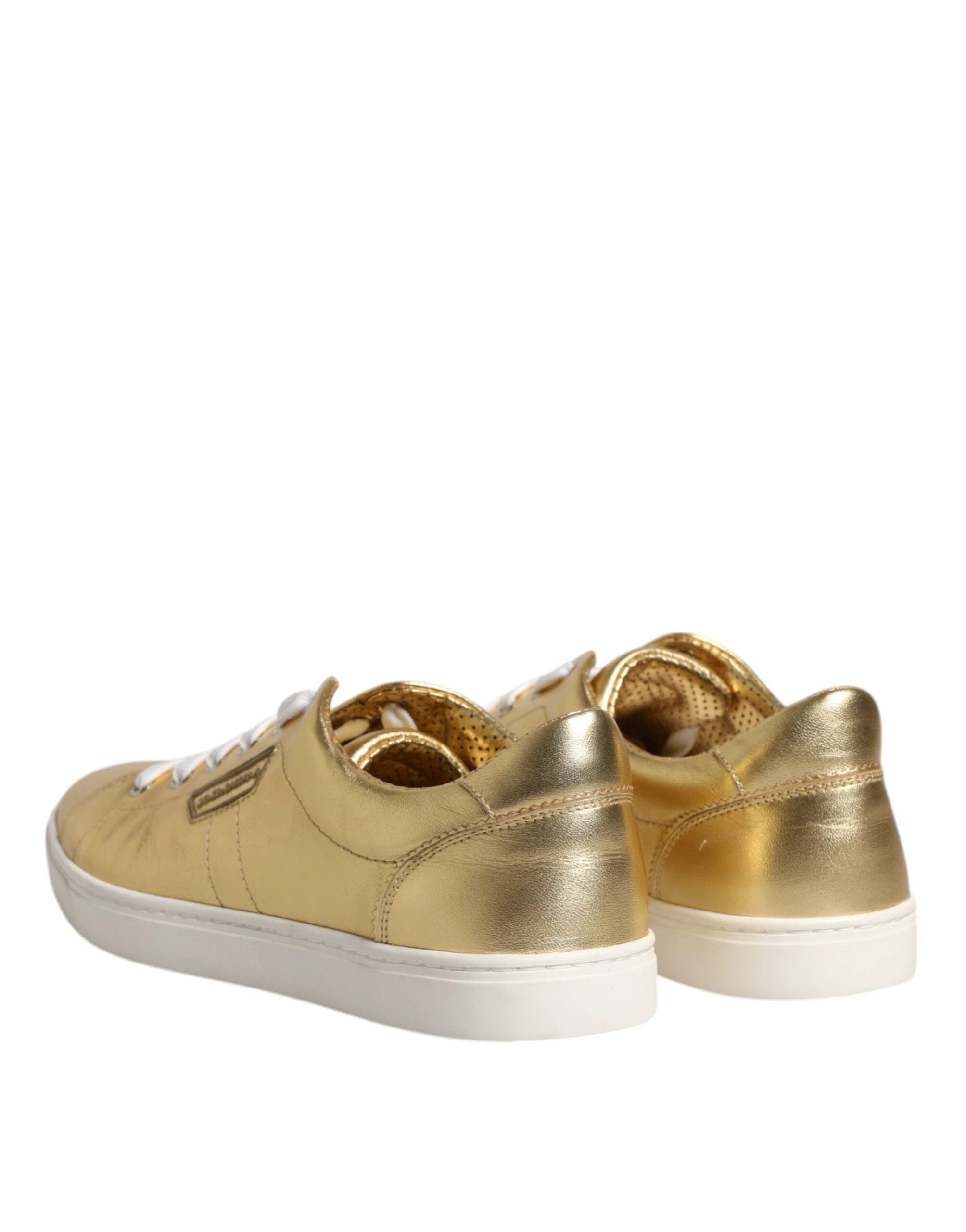 Dolce & Gabbana Gold Leather Logo London Men Sneakers Shoes by Dolce & Gabbana