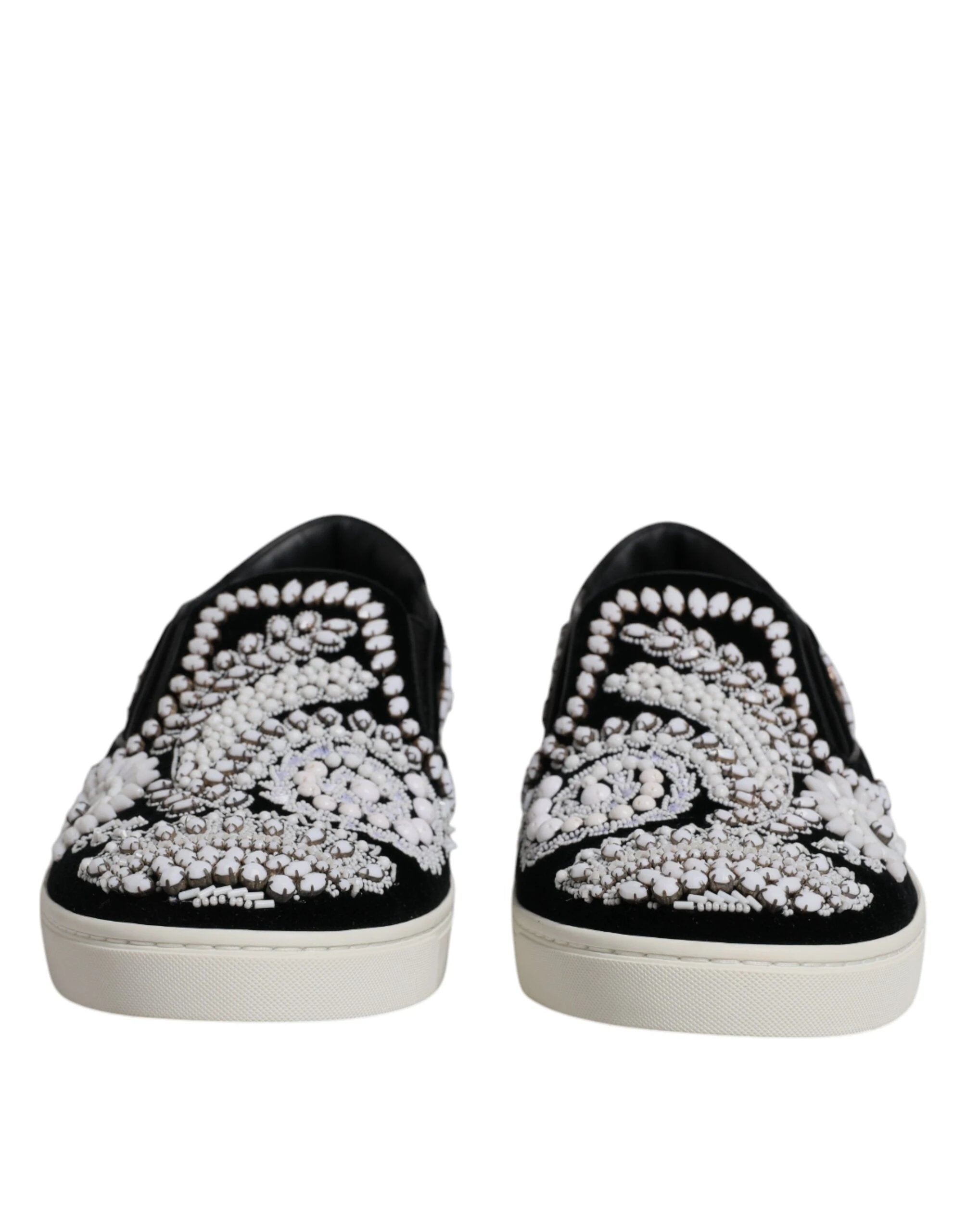 Dolce & Gabbana Black Embellished London Men Slip On Shoes by Dolce & Gabbana