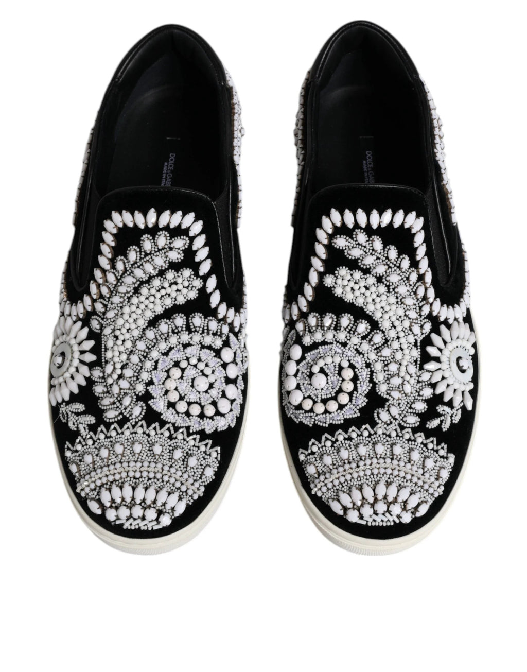 Dolce & Gabbana Black Embellished London Men Slip On Shoes by Dolce & Gabbana