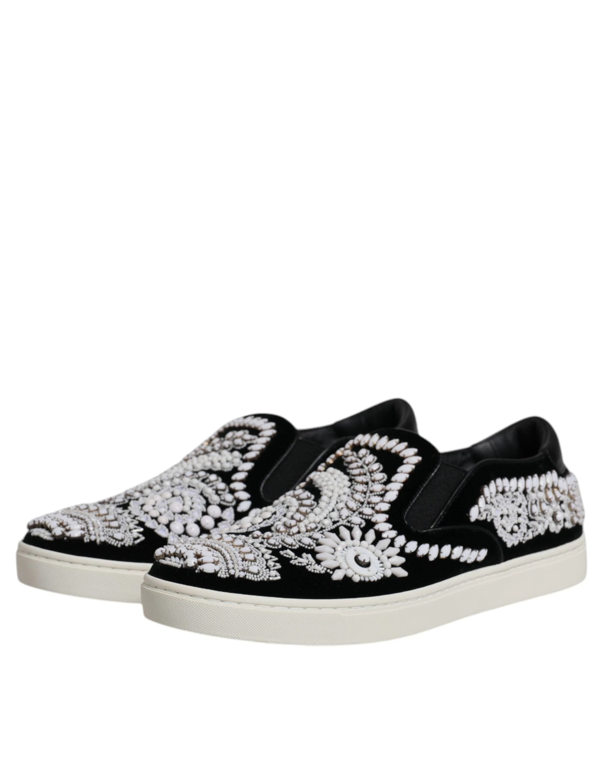 Dolce & Gabbana Black Embellished London Men Slip On Shoes by Dolce & Gabbana