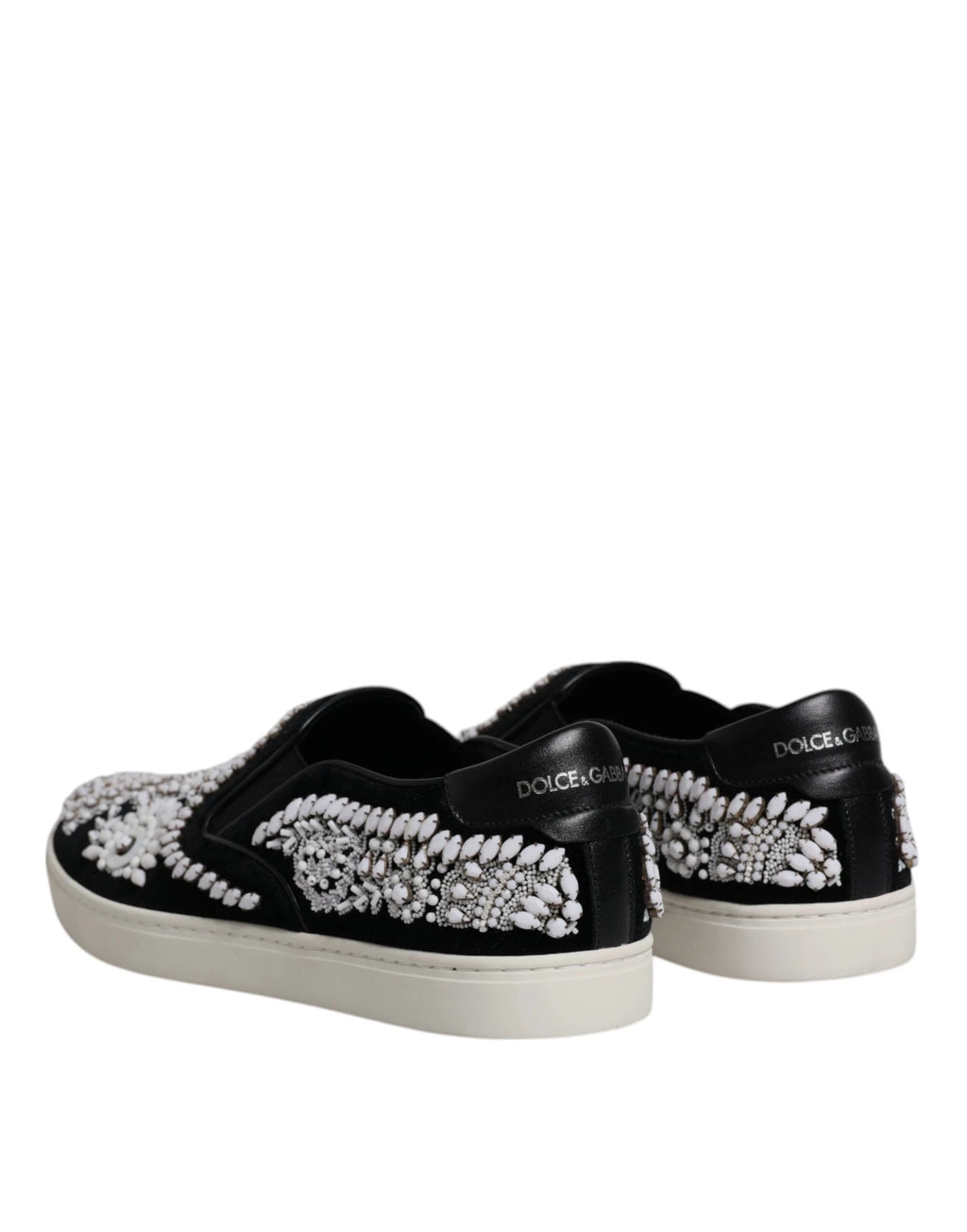 Dolce & Gabbana Black Embellished London Men Slip On Shoes by Dolce & Gabbana