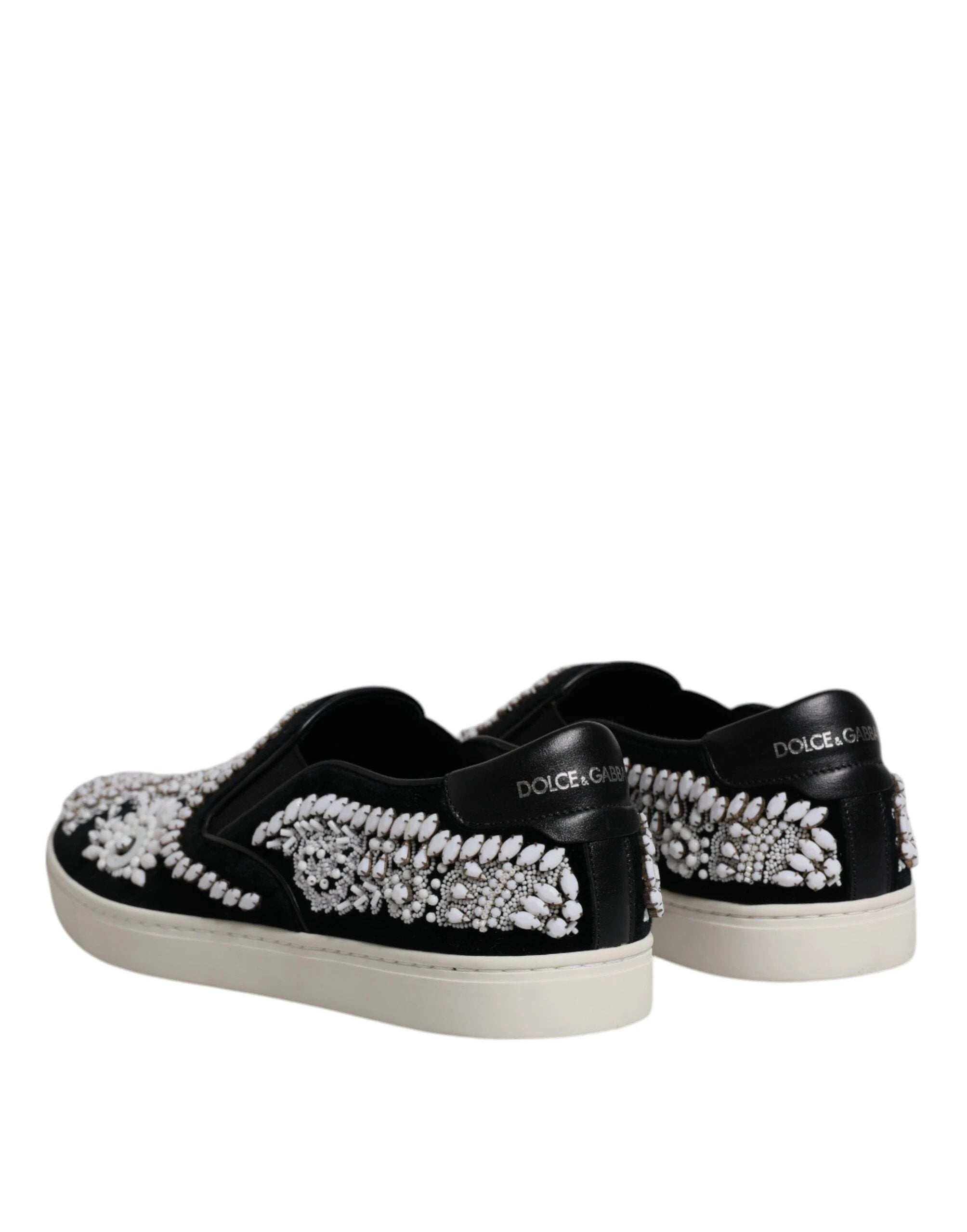 Dolce & Gabbana Black Embellished London Men Slip On Shoes by Dolce & Gabbana