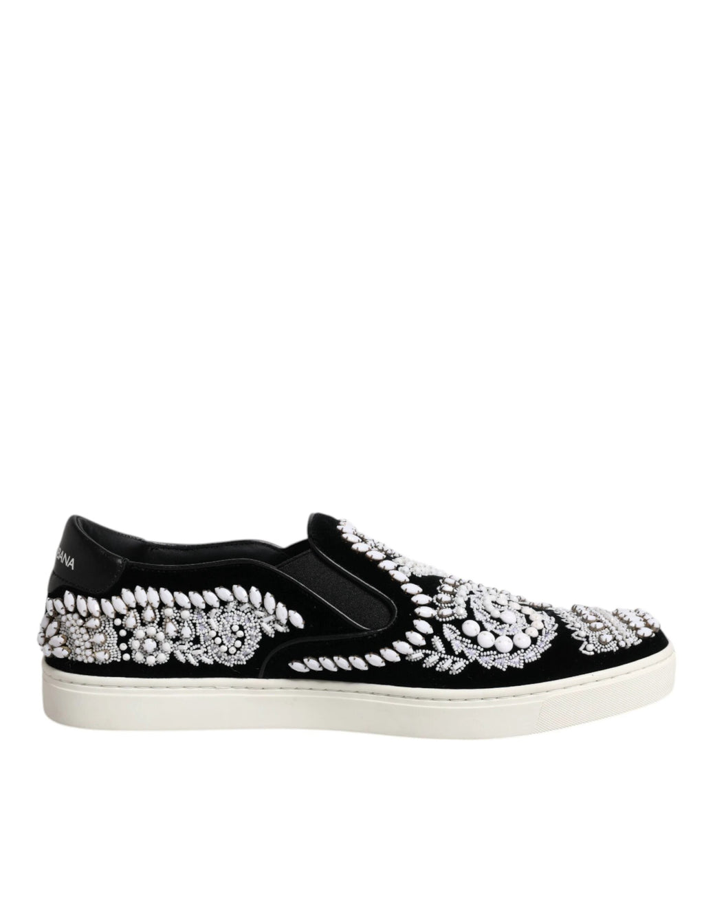 Dolce & Gabbana Black Embellished London Men Slip On Shoes by Dolce & Gabbana