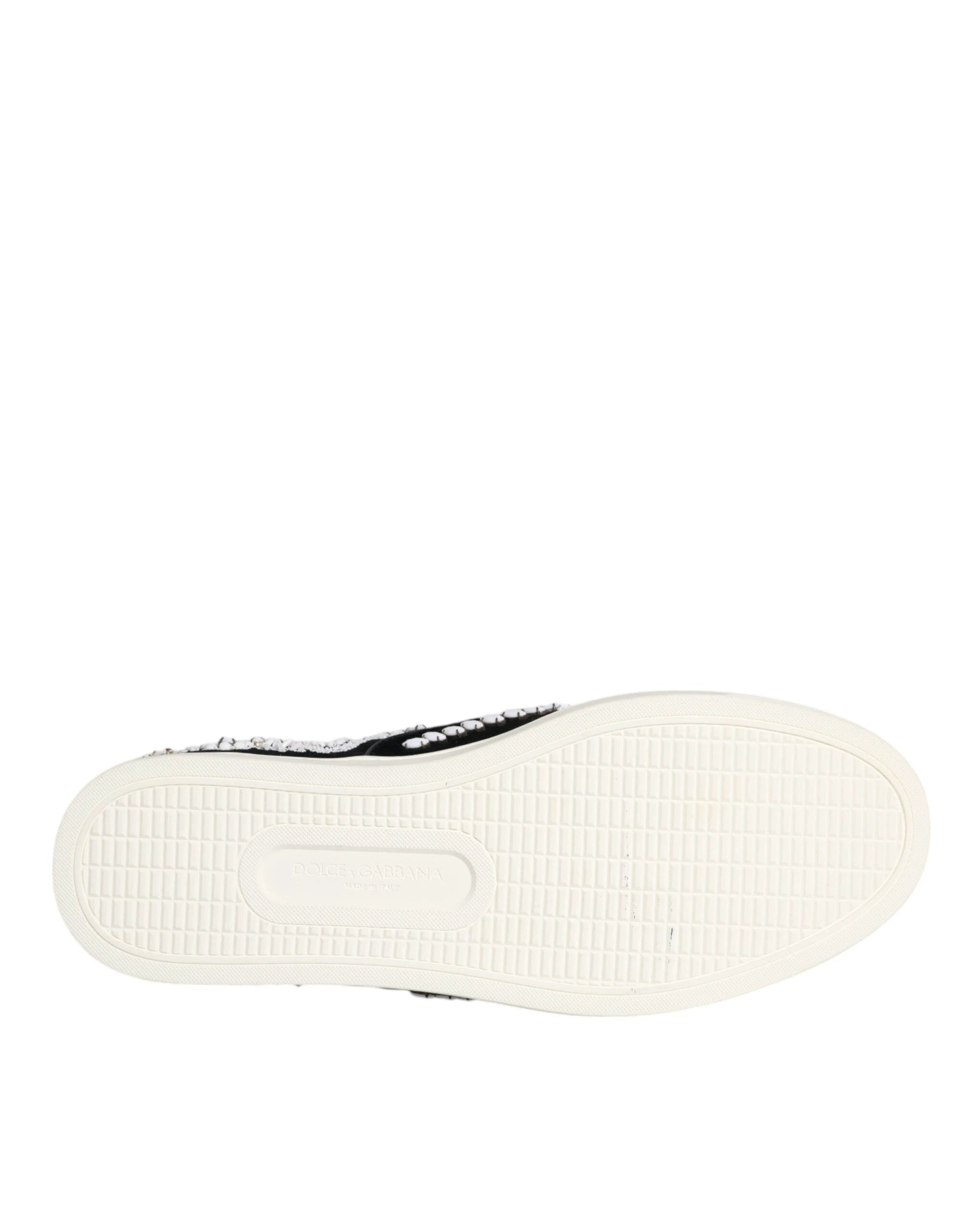 Dolce & Gabbana Black Embellished London Men Slip On Shoes by Dolce & Gabbana
