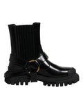 Dolce & Gabbana Black Leather Slip On Stretch Trekking Boots Shoes by Dolce & Gabbana