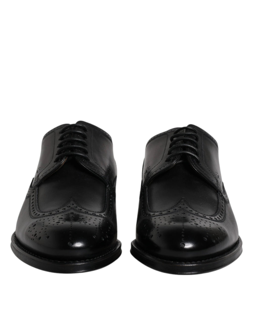 Dolce & Gabbana Black Leather Derby Wingtip Formal Shoes by Dolce & Gabbana