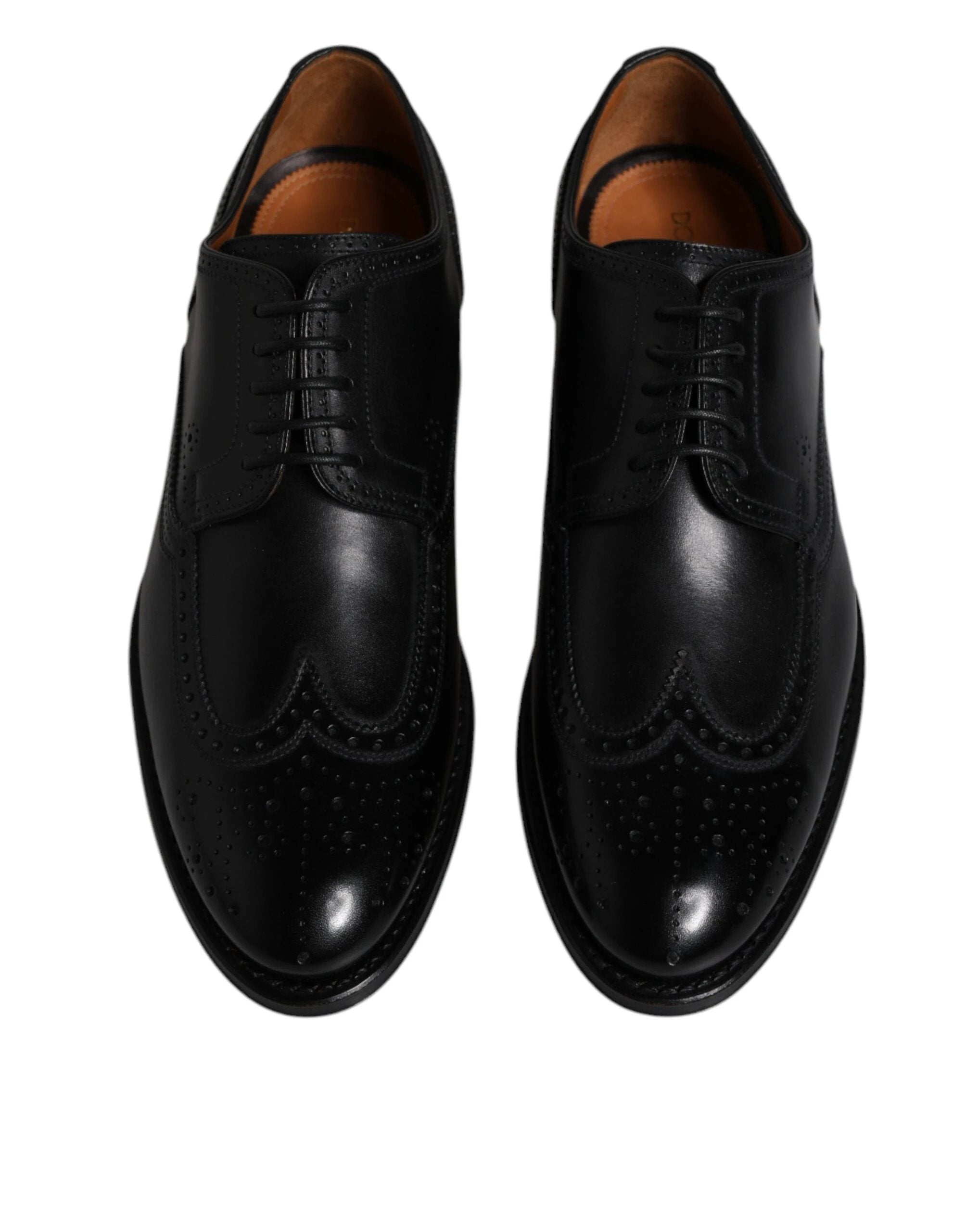 Dolce & Gabbana Black Leather Derby Wingtip Formal Shoes by Dolce & Gabbana