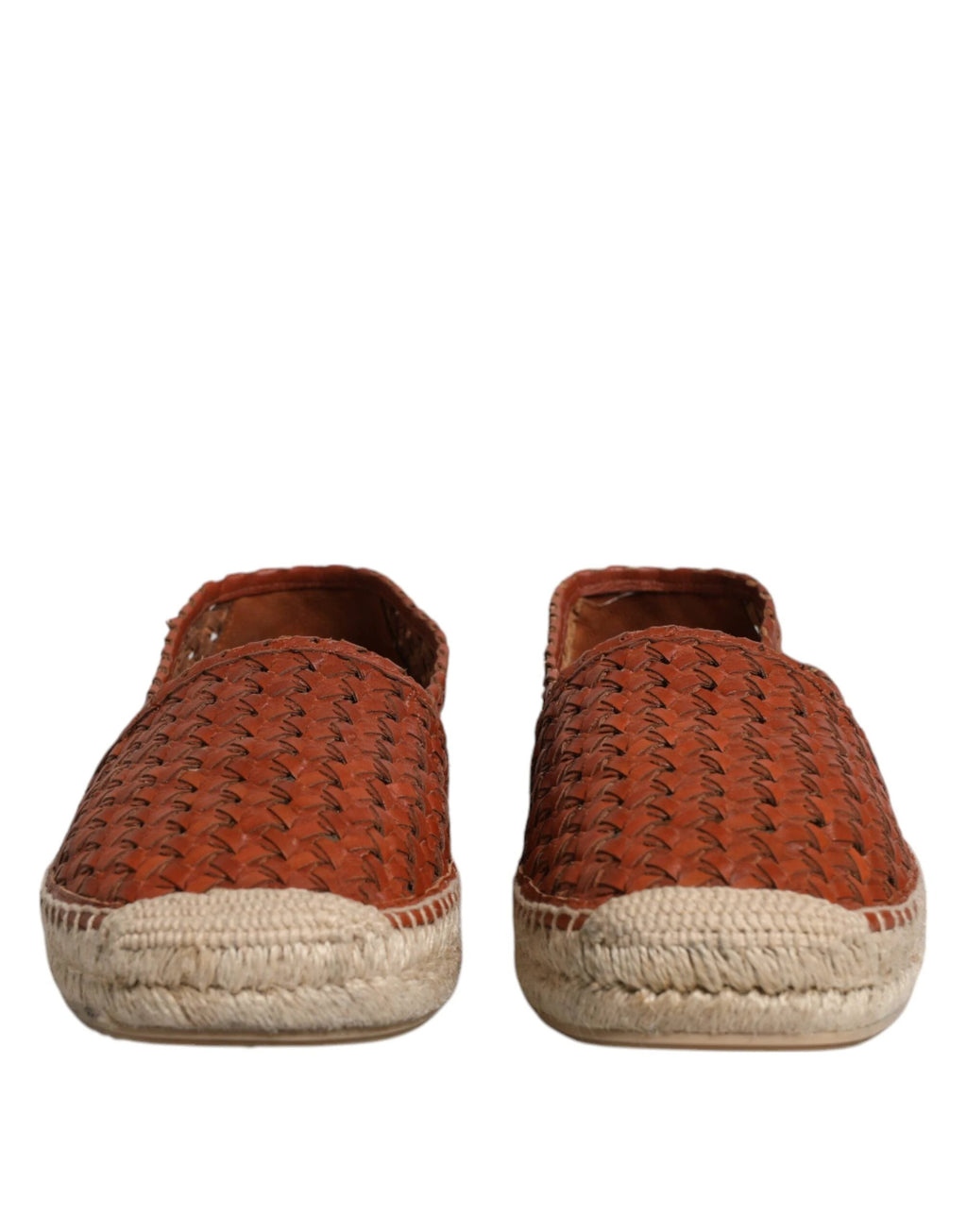 Dolce & Gabbana Maroon Woven Leather Men Espadrille Shoes by Dolce & Gabbana