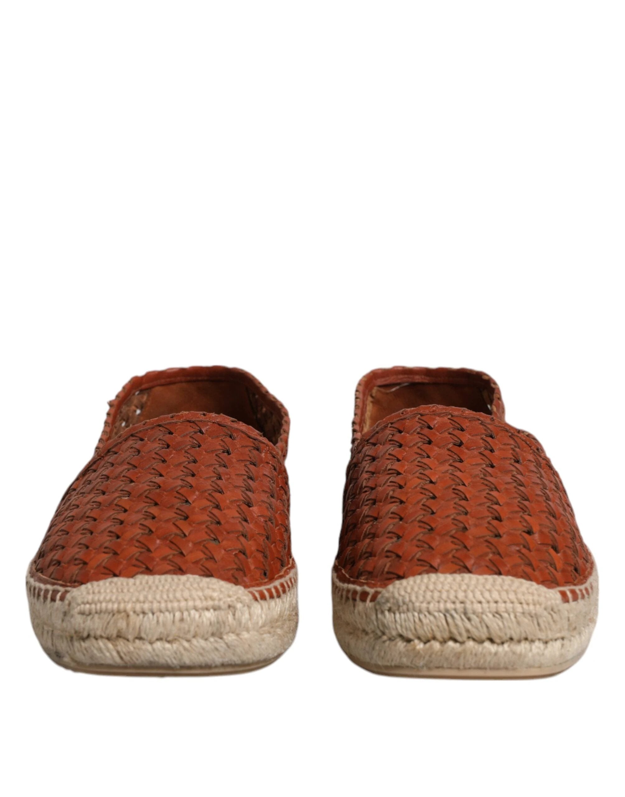 Dolce & Gabbana Maroon Woven Leather Men Espadrille Shoes by Dolce & Gabbana