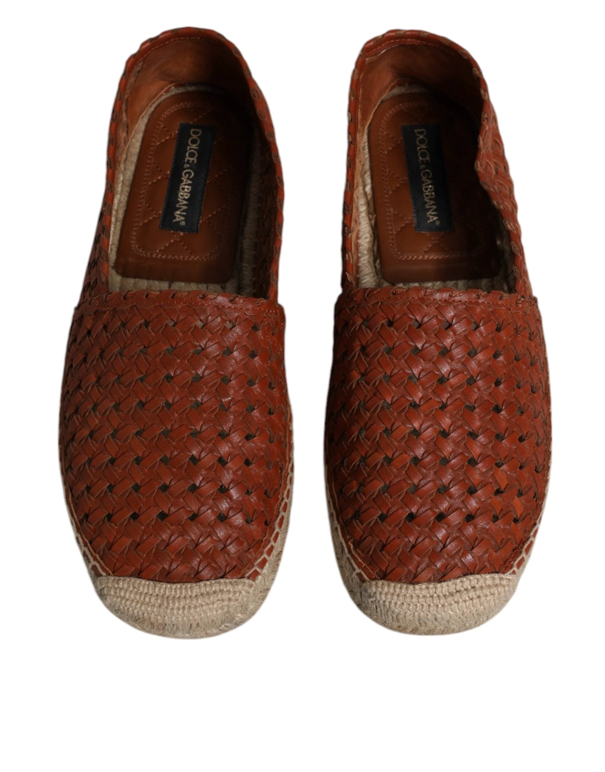 Dolce & Gabbana Maroon Woven Leather Men Espadrille Shoes by Dolce & Gabbana