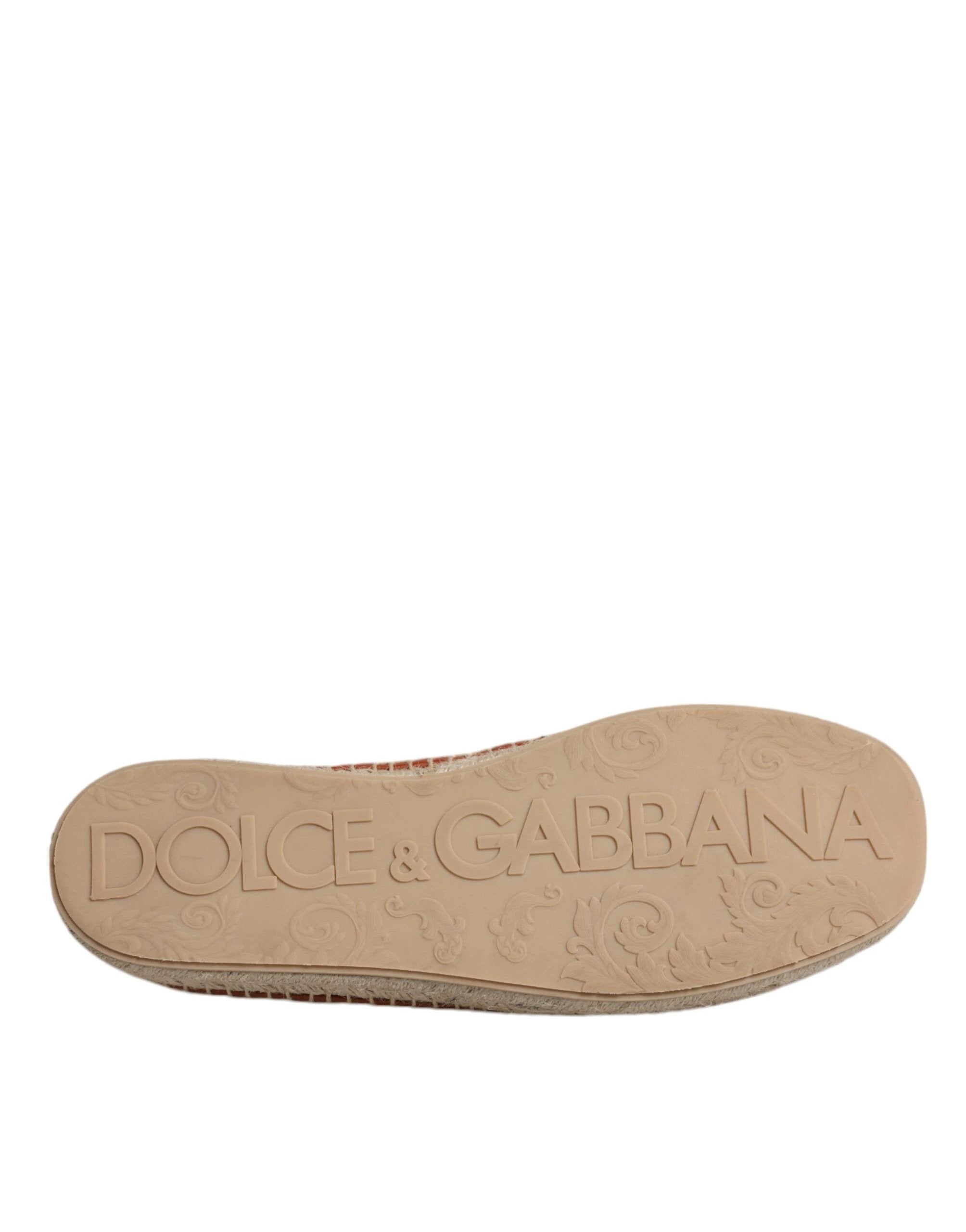Dolce & Gabbana Maroon Woven Leather Men Espadrille Shoes by Dolce & Gabbana