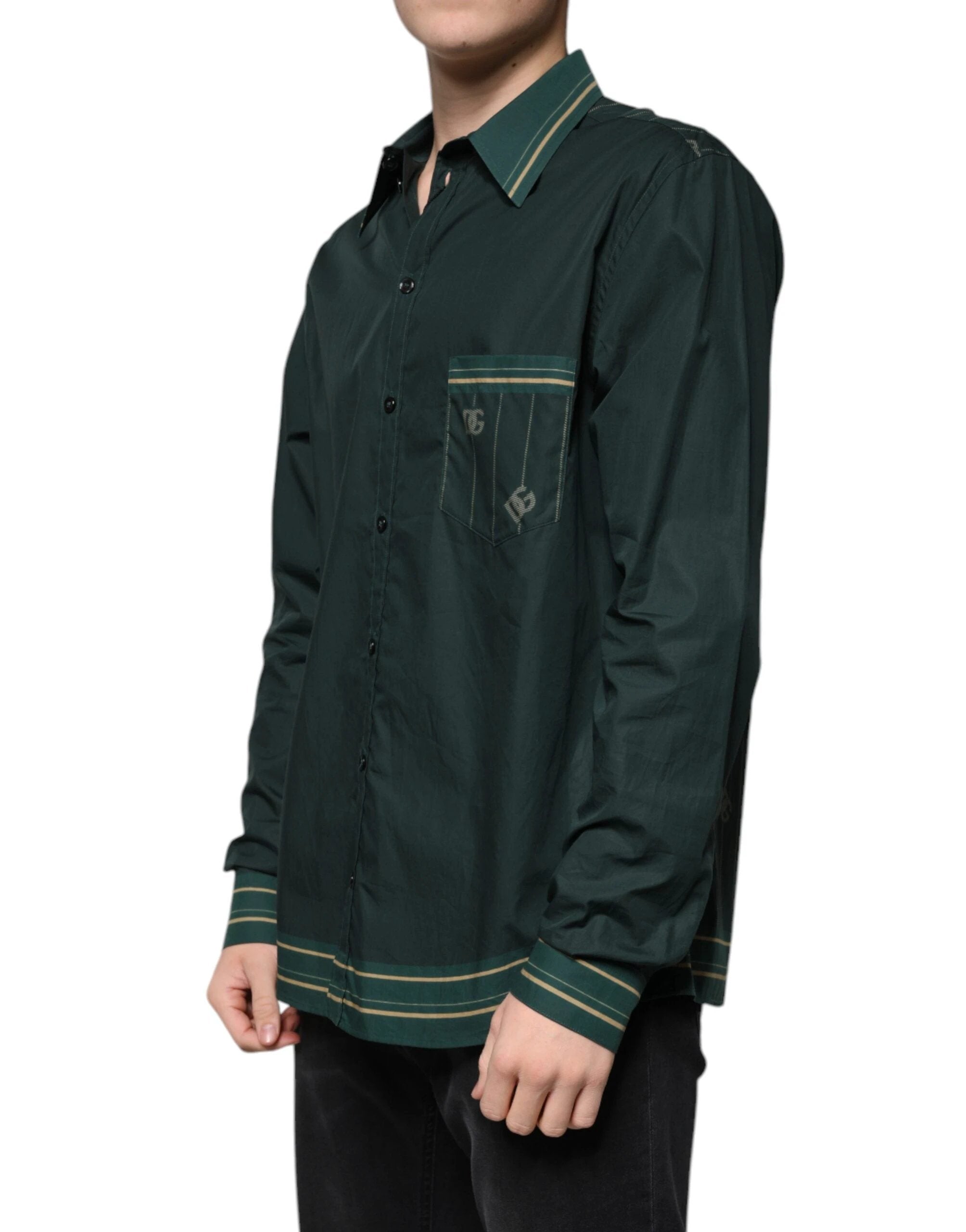 Dolce & Gabbana Green Logo Long Sleeve MARTINI Casual Shirt by Dolce & Gabbana