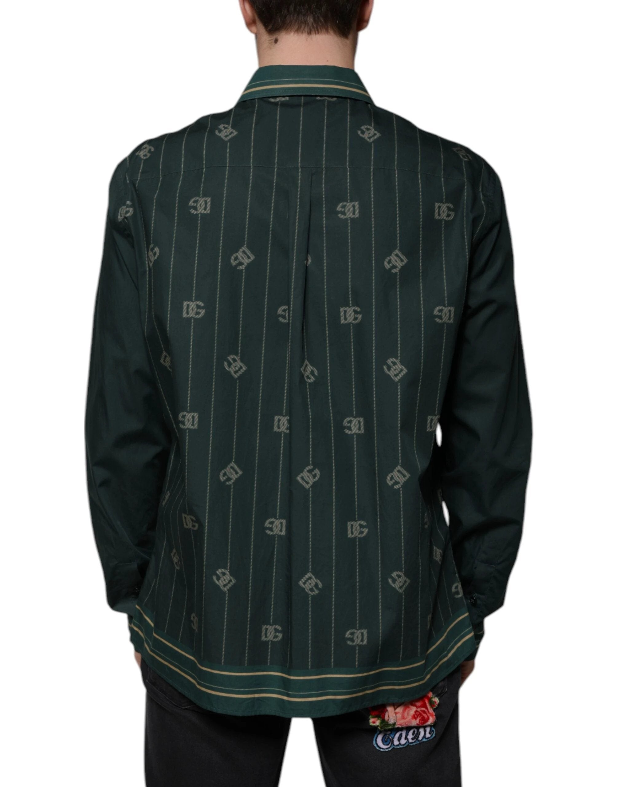 Dolce & Gabbana Green Logo Long Sleeve MARTINI Casual Shirt by Dolce & Gabbana