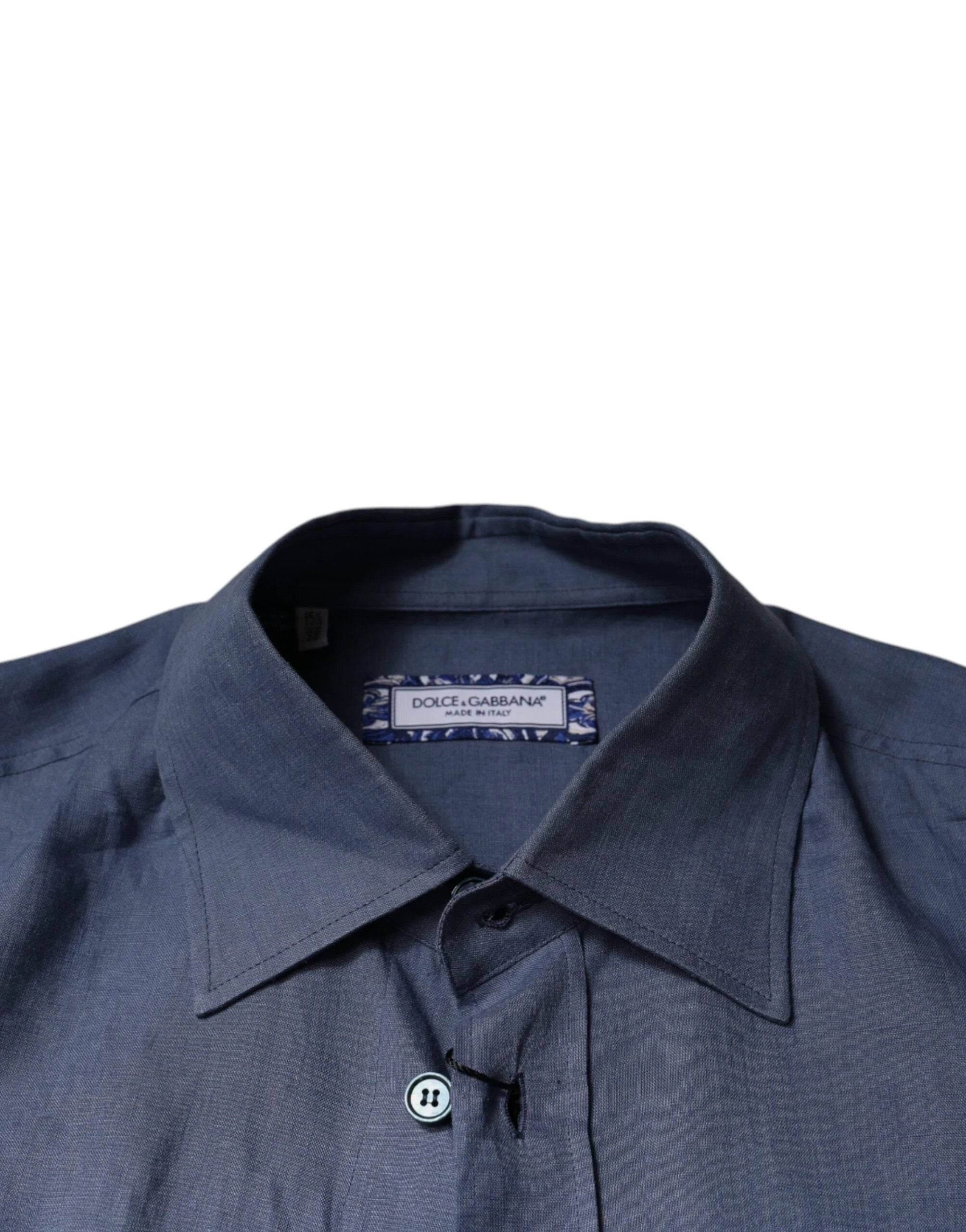 Dolce & Gabbana Blue Logo Long Sleeve Button Down Casual Shirt by Dolce & Gabbana