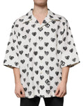 Dolce & Gabbana White Heart Print Short Sleeve Casual Shirt by Dolce & Gabbana