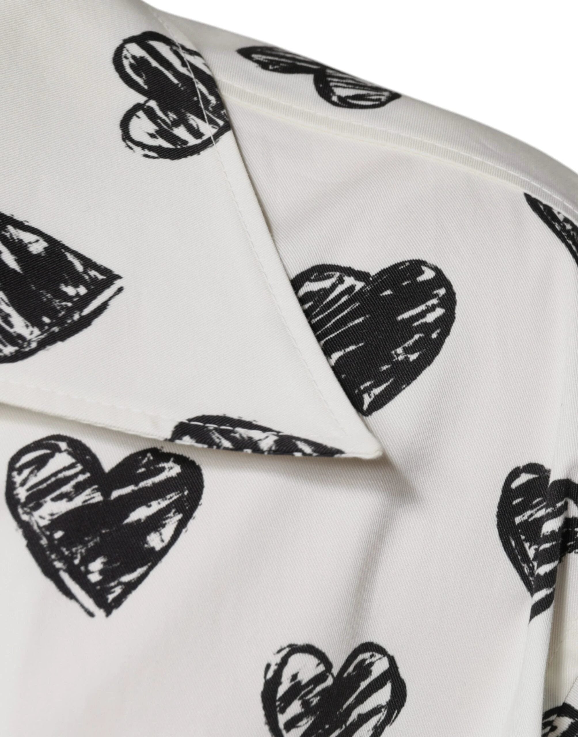 Dolce & Gabbana White Heart Print Short Sleeve Casual Shirt by Dolce & Gabbana