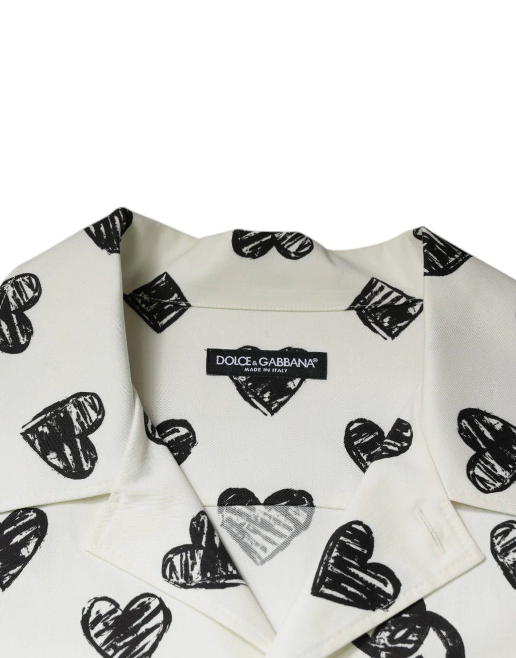 Dolce & Gabbana White Heart Print Short Sleeve Casual Shirt by Dolce & Gabbana