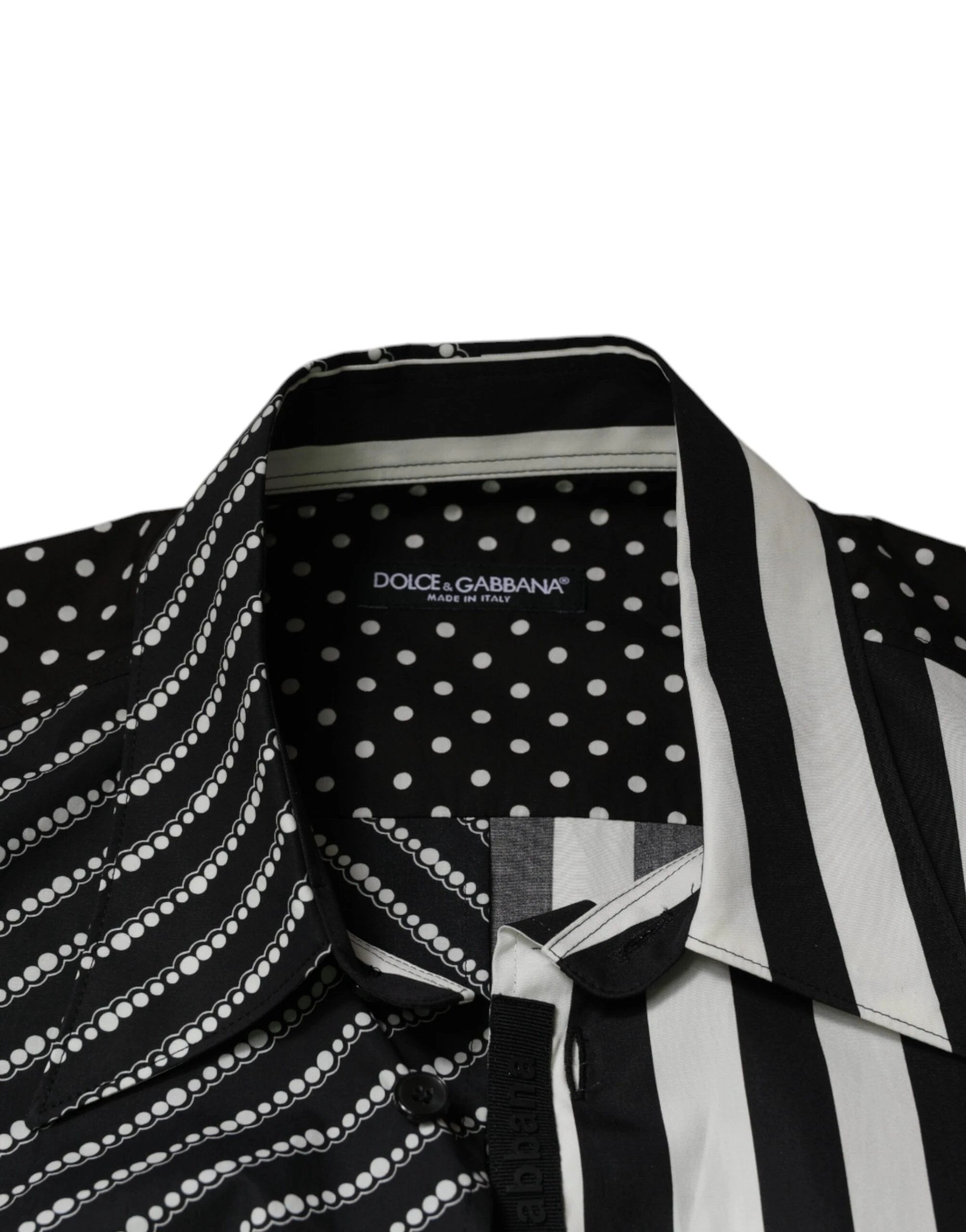 Dolce & Gabbana Black White Striped Button Down Casual Shirt by Dolce & Gabbana
