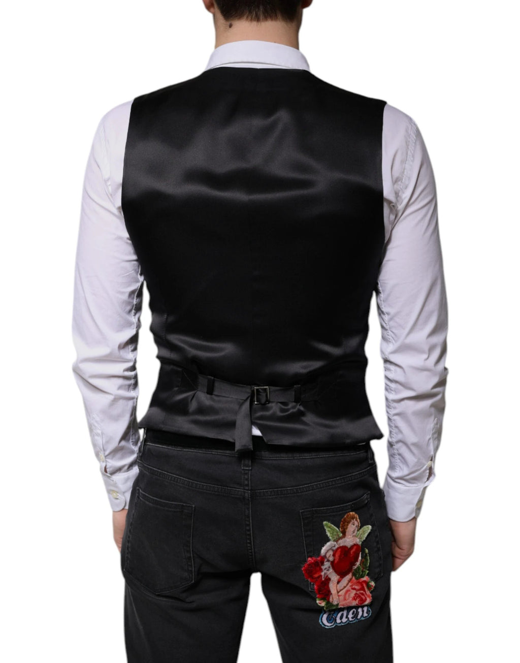Dolce & Gabbana Black Wool Formal Dress Men Waistcoat Vest by Dolce & Gabbana