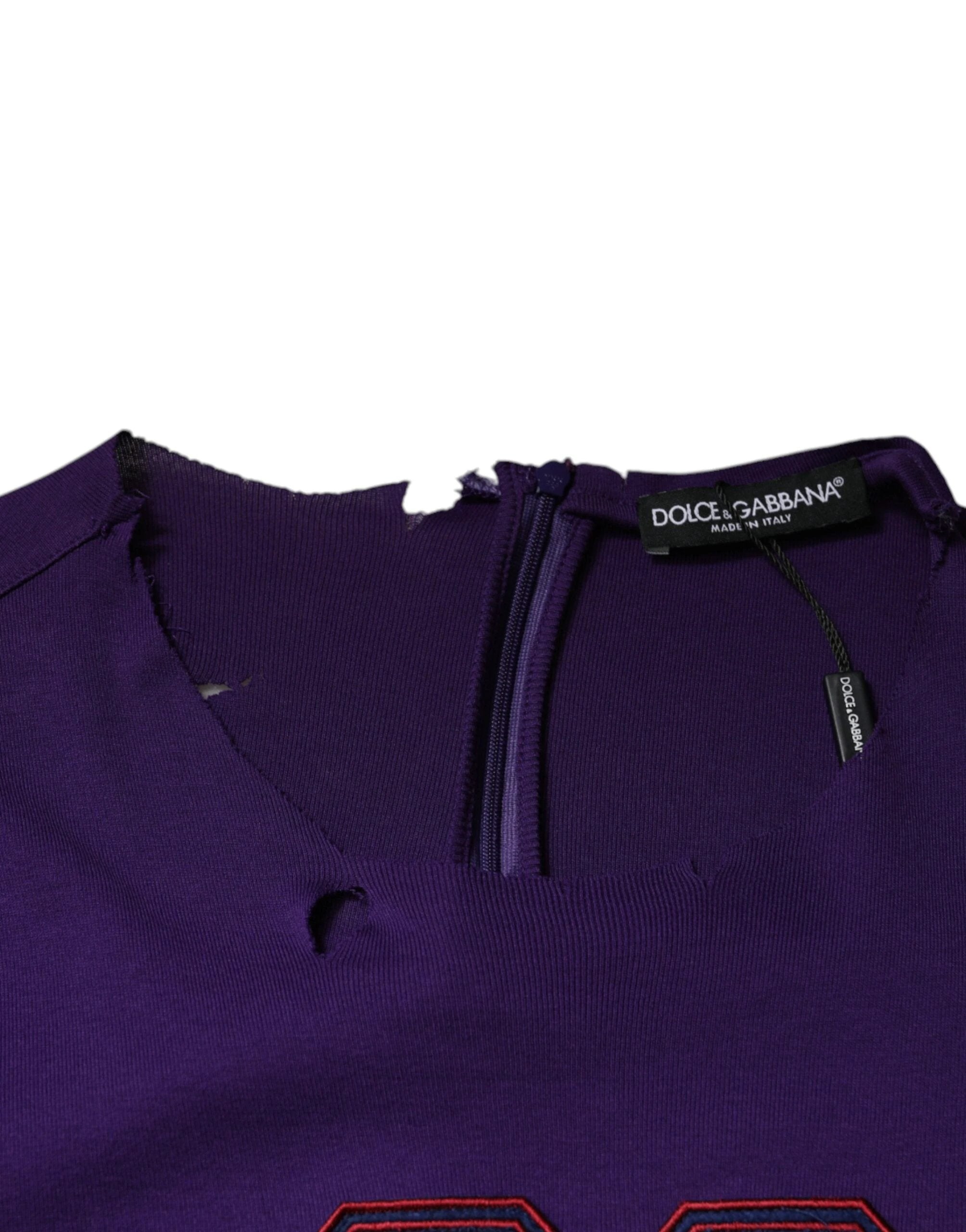 Dolce & Gabbana Purple Cotton Round Neck Pullover Men Sweater by Dolce & Gabbana