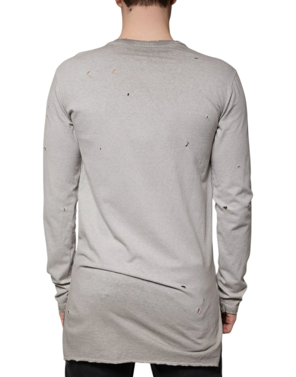 Dolce & Gabbana Gray Printed Cotton Crewneck Pullover Sweater by Dolce & Gabbana