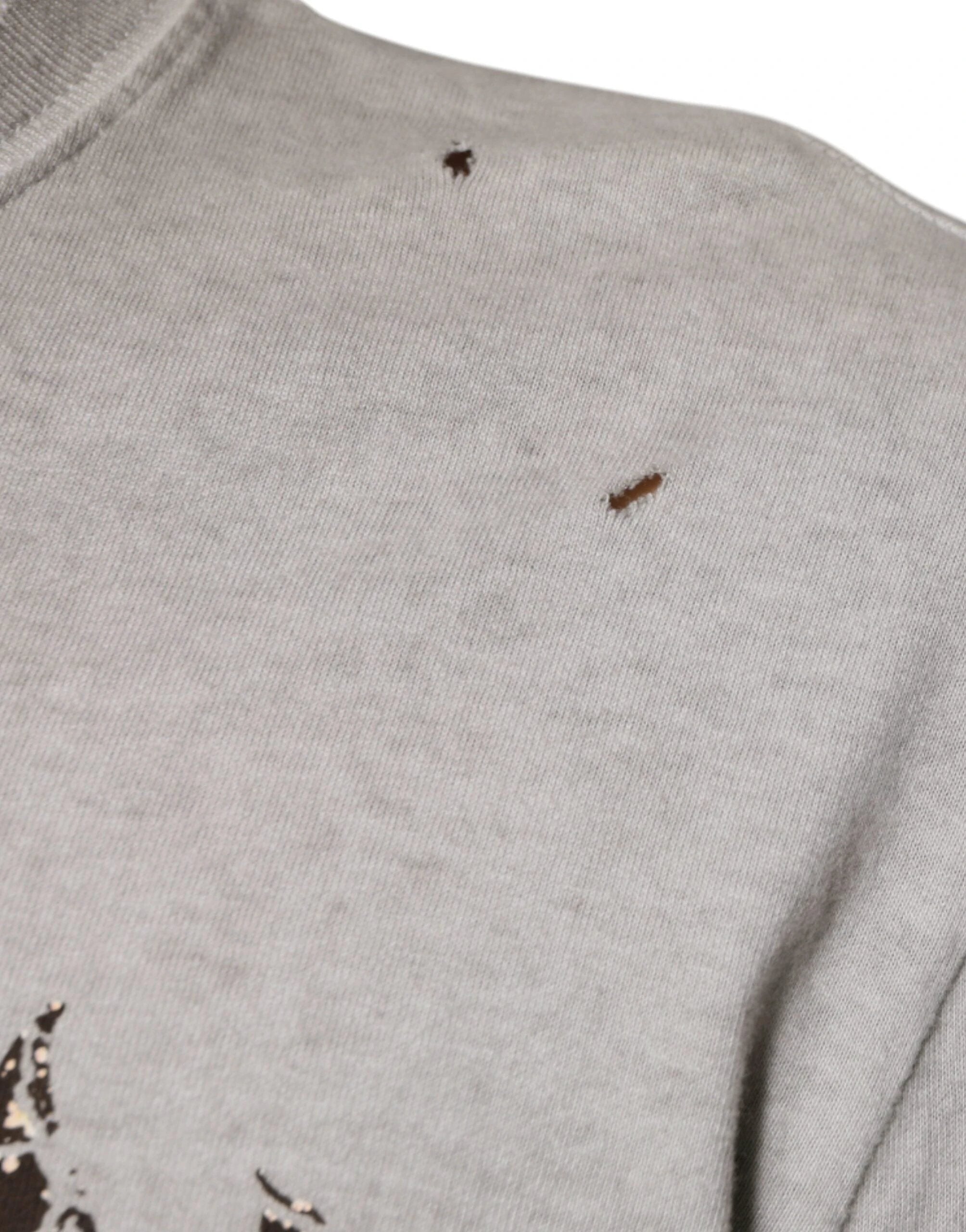 Dolce & Gabbana Gray Printed Cotton Crewneck Pullover Sweater by Dolce & Gabbana