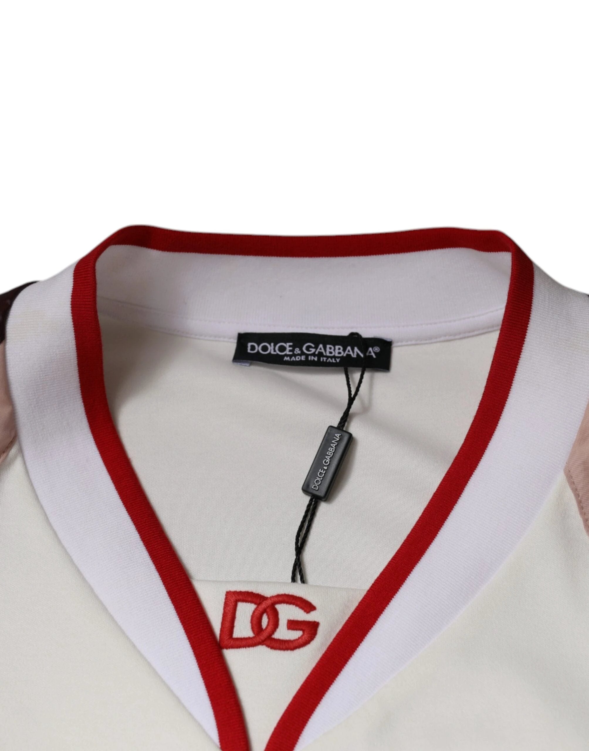 Dolce & Gabbana Multicolor Logo Jersey Cotton V-neck T-shirt by Dolce & Gabbana