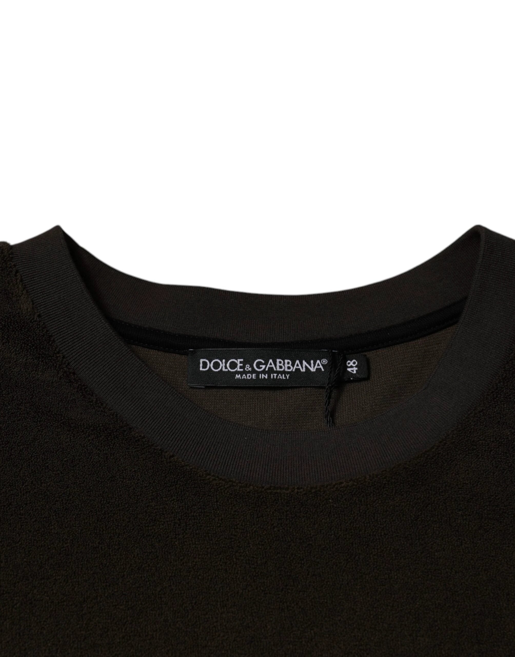Dolce & Gabbana Brown Cotton Crew Neck Short Sleeves T-shirt by Dolce & Gabbana