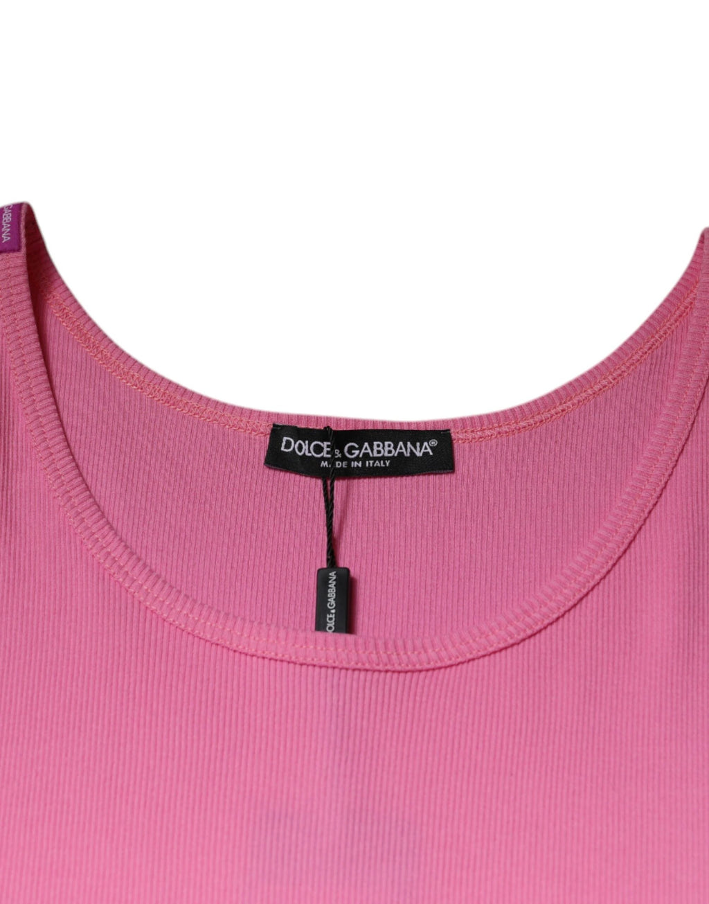Dolce & Gabbana Pink Cotton Round Neck Sleeveless T-shirt by Dolce & Gabbana