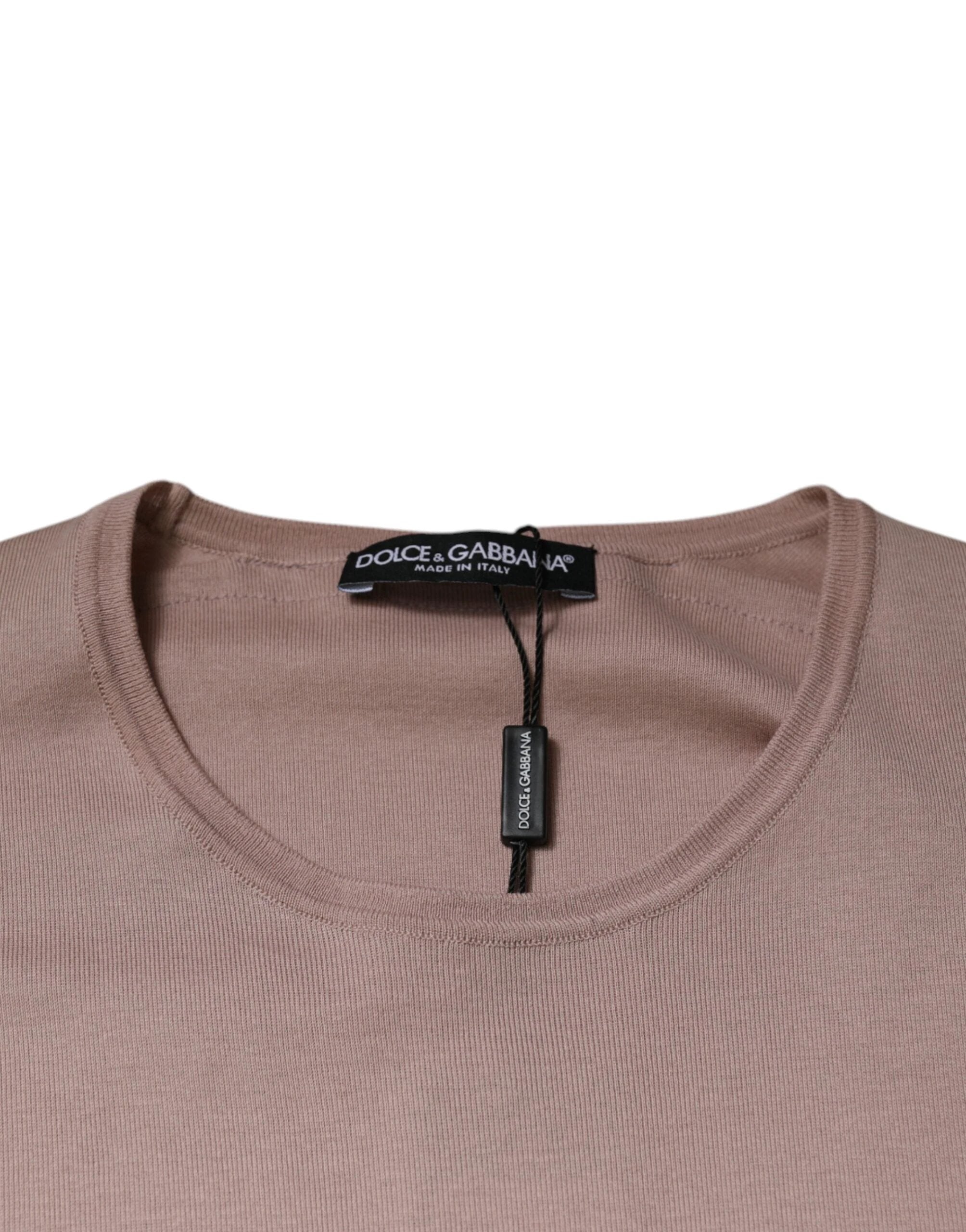 Dolce & Gabbana Brown Cotton Short Sleeves Round Neck T-shirt by Dolce & Gabbana