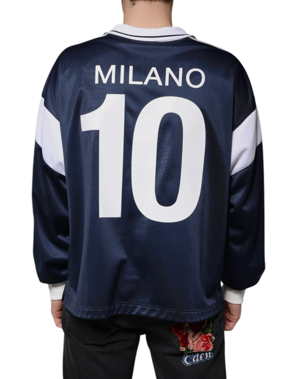 Dolce & Gabbana Blue White Milano Long Sleeve Jersey T-shirt by Dolce & Gabbana