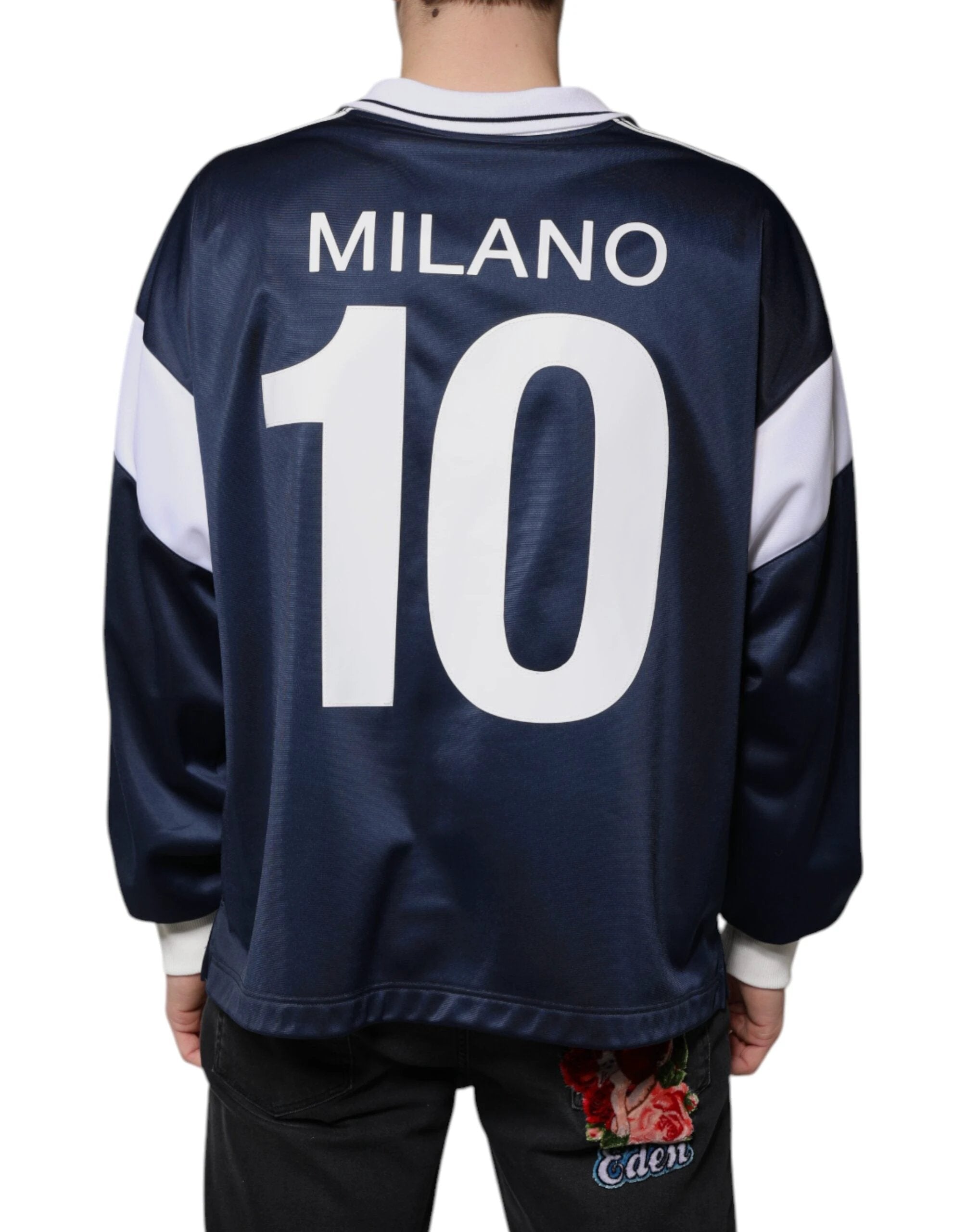 Dolce & Gabbana Blue White Milano Long Sleeve Jersey T-shirt by Dolce & Gabbana