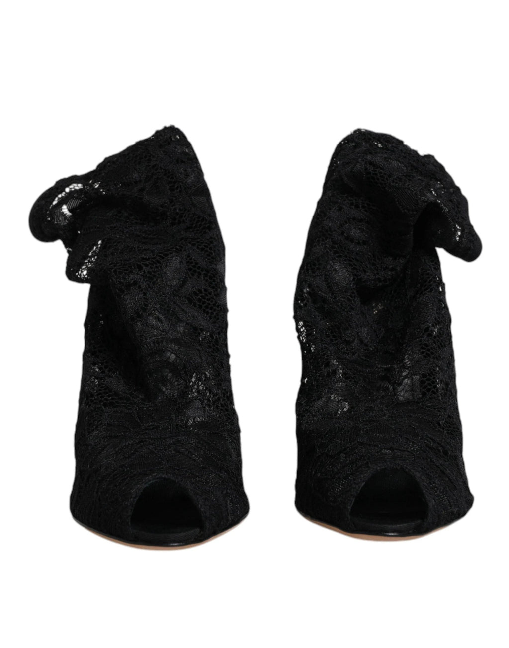Dolce & Gabbana Black Lace Stretch Heels Mid Calf Boots Shoes by Dolce & Gabbana