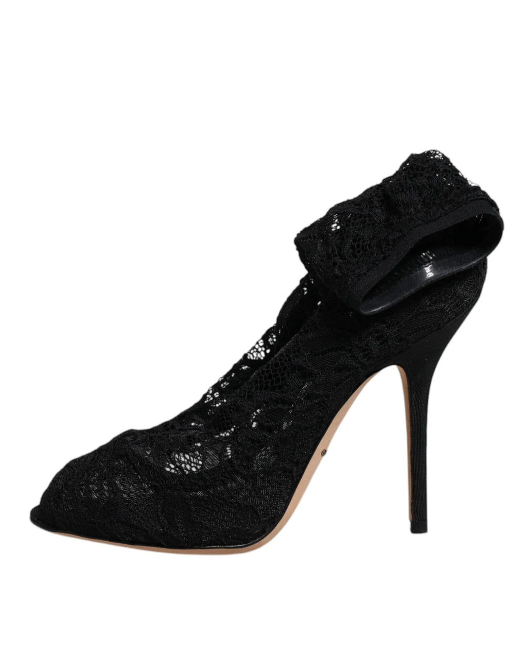 Dolce & Gabbana Black Lace Stretch Heels Mid Calf Boots Shoes by Dolce & Gabbana