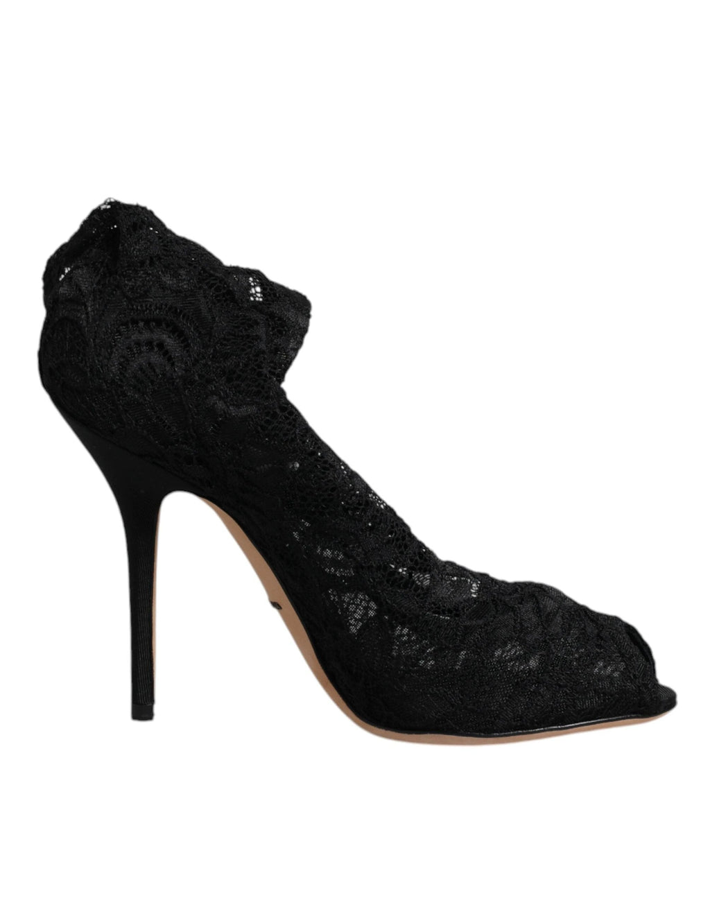 Dolce & Gabbana Black Lace Stretch Heels Mid Calf Boots Shoes by Dolce & Gabbana