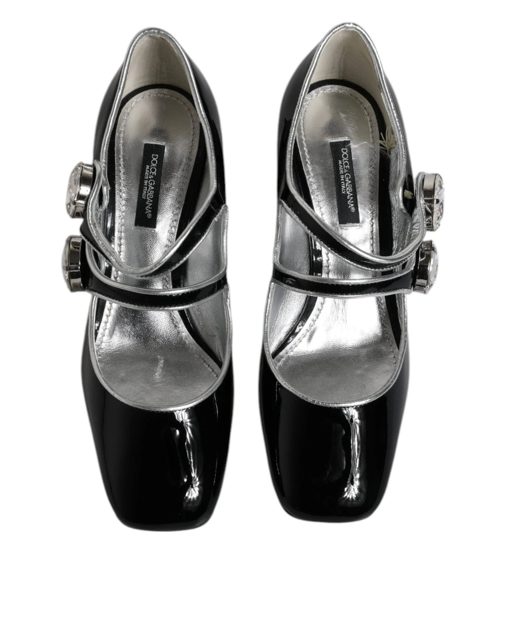 Dolce & Gabbana Black Patent Leather Crystal Mary Jane Pumps Shoes by Dolce & Gabbana