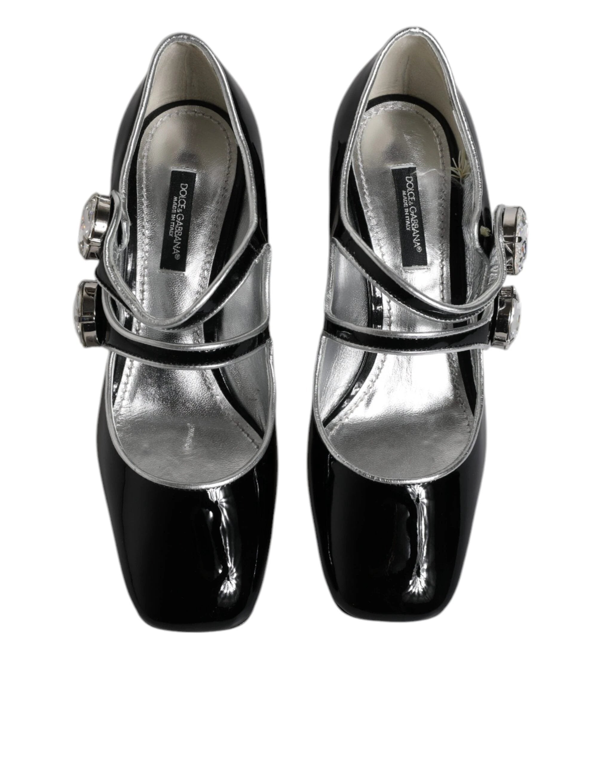 Dolce & Gabbana Black Patent Leather Crystal Mary Jane Pumps Shoes by Dolce & Gabbana