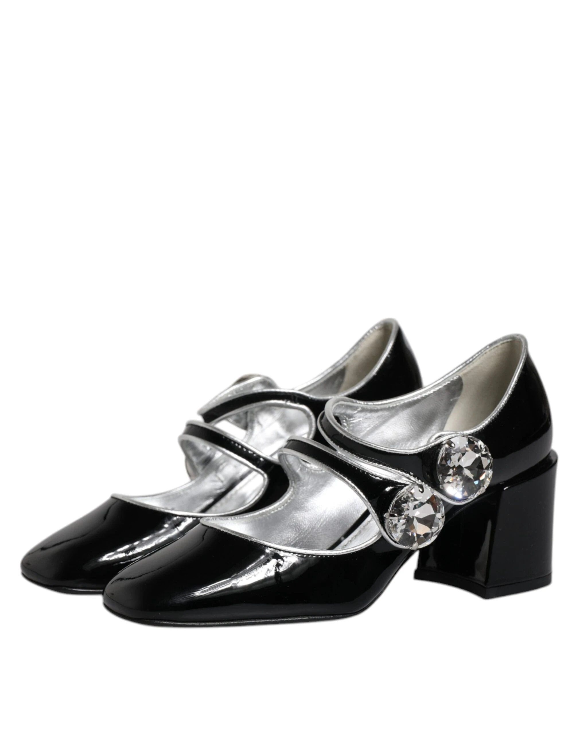 Dolce & Gabbana Black Patent Leather Crystal Mary Jane Pumps Shoes by Dolce & Gabbana