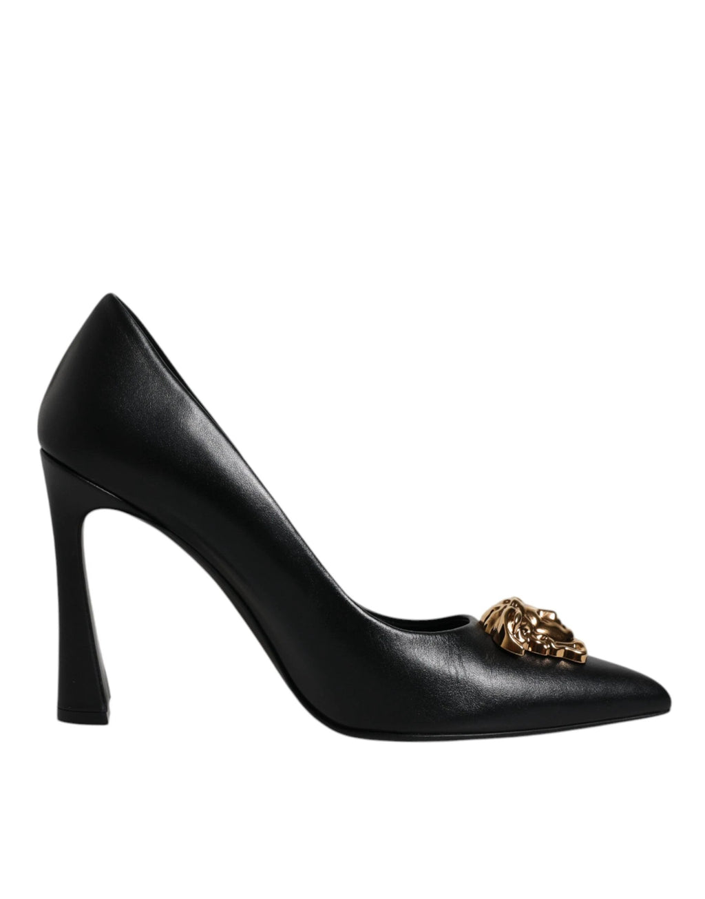 Versace Black Leather Logo Plaque High Heels Pumps Shoes by Versace