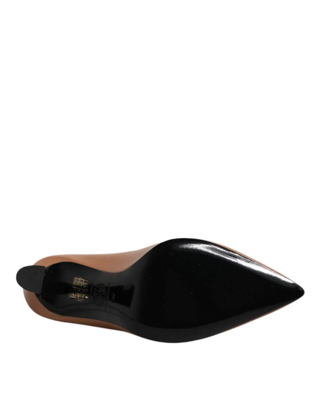 Versace Brown Leather Logo Plaque High Heels Pumps Shoes by Versace