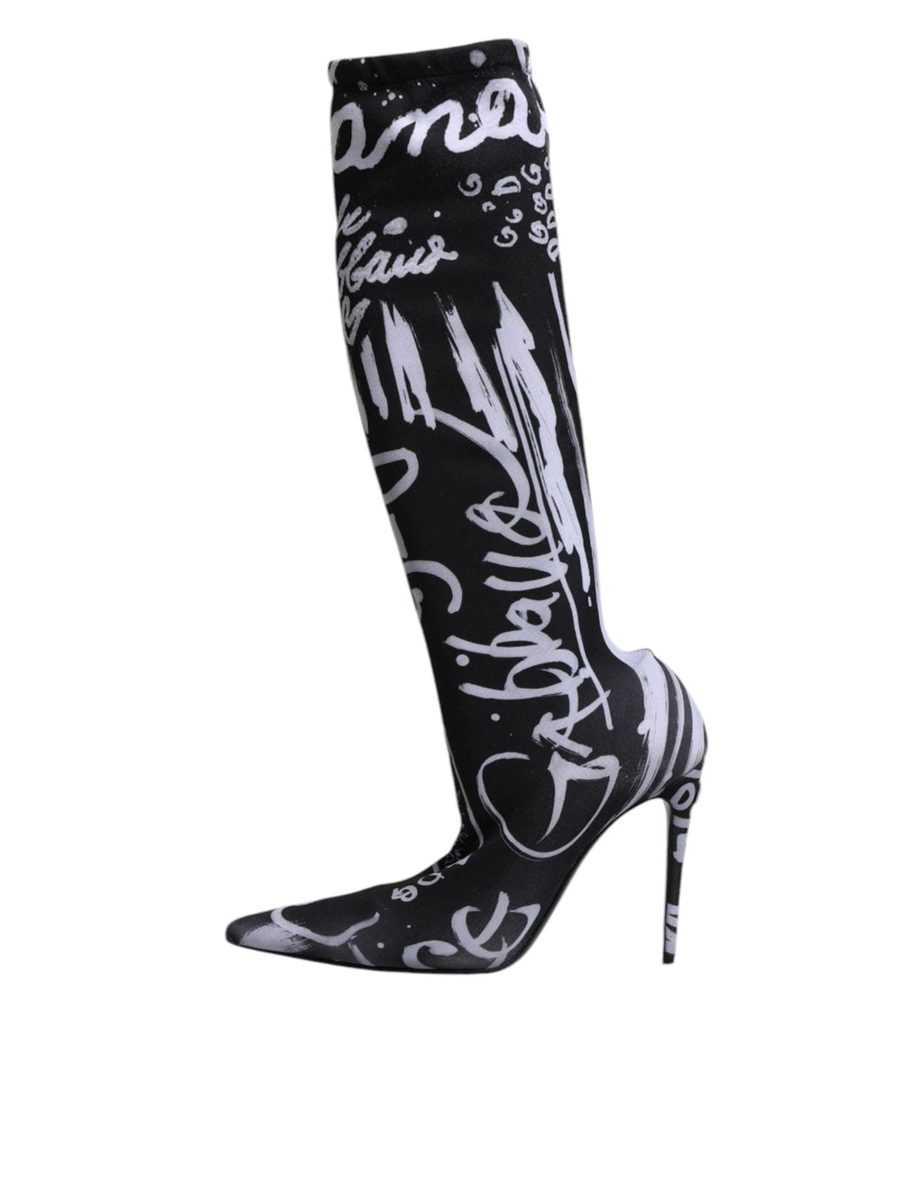 Dolce & Gabbana Black Logo Stretch Heels High Boots Shoes by Dolce & Gabbana