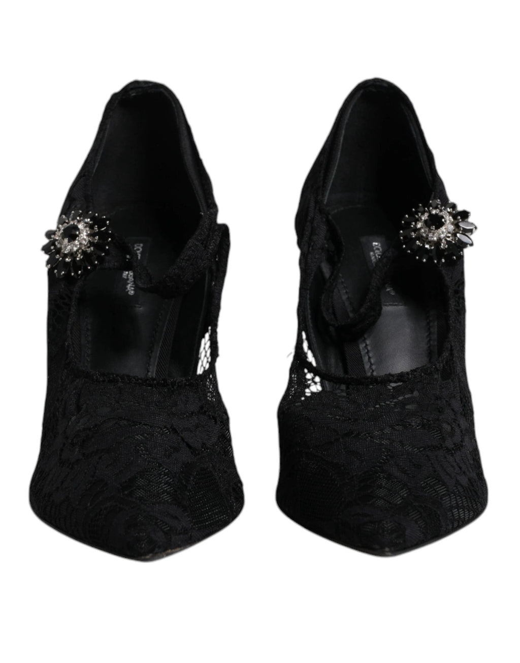 Dolce & Gabbana Black Lace Crystals Mary Jane Pumps Shoes by Dolce & Gabbana