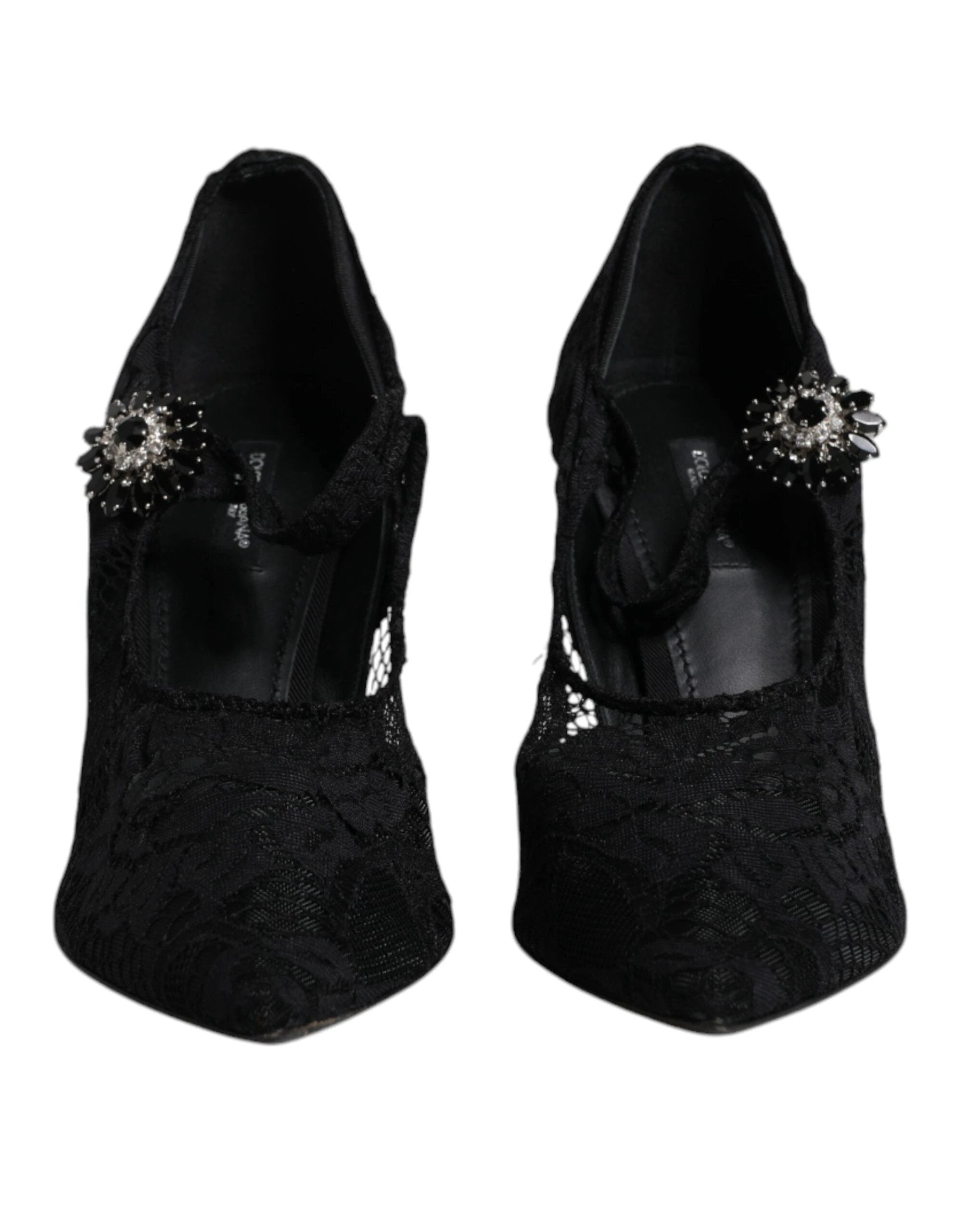 Dolce & Gabbana Black Lace Crystals Mary Jane Pumps Shoes by Dolce & Gabbana