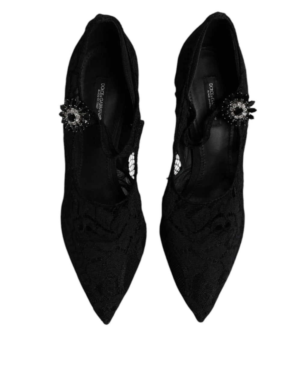 Dolce & Gabbana Black Lace Crystals Mary Jane Pumps Shoes by Dolce & Gabbana