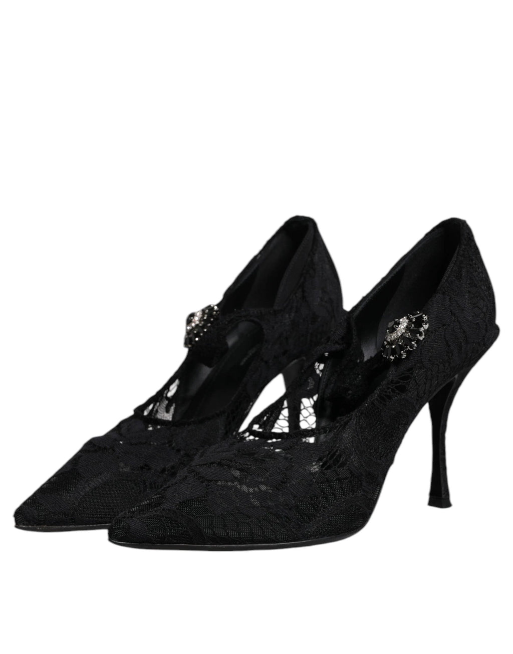 Dolce & Gabbana Black Lace Crystals Mary Jane Pumps Shoes by Dolce & Gabbana