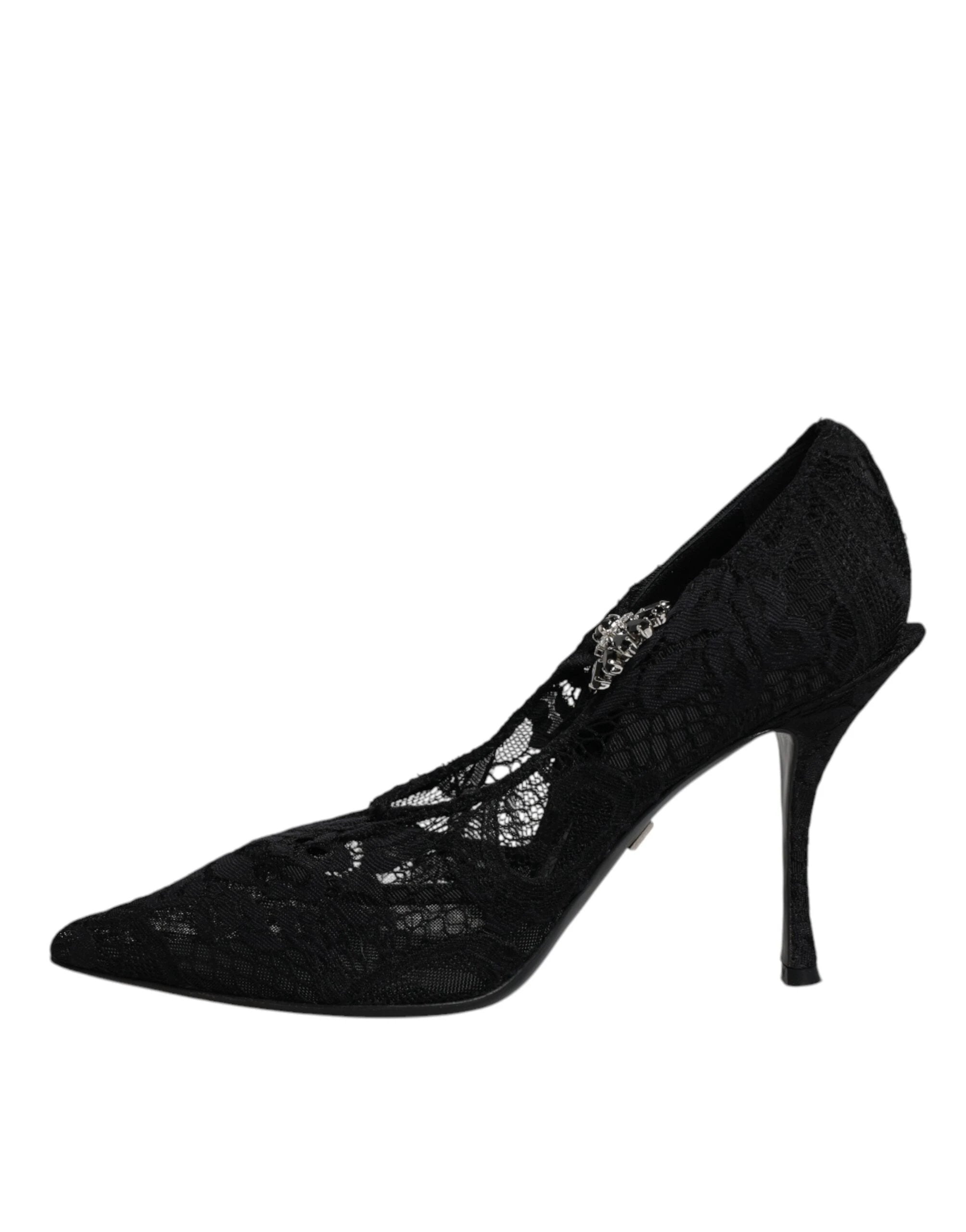 Dolce & Gabbana Black Lace Crystals Mary Jane Pumps Shoes by Dolce & Gabbana