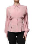 Dolce & Gabbana Pink Cotton Long Sleeves Collared Blouse Top by Dolce & Gabbana