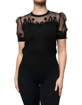 Dolce & Gabbana Black Floral Lace Short Sleeves Blouse Top by Dolce & Gabbana